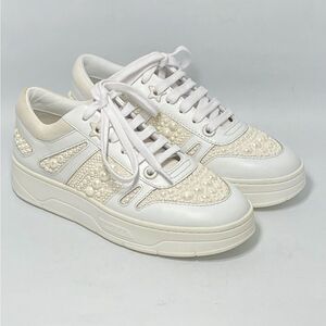 Jimmy Choo Hawaii Leather Low-Top Sneakers size 35
